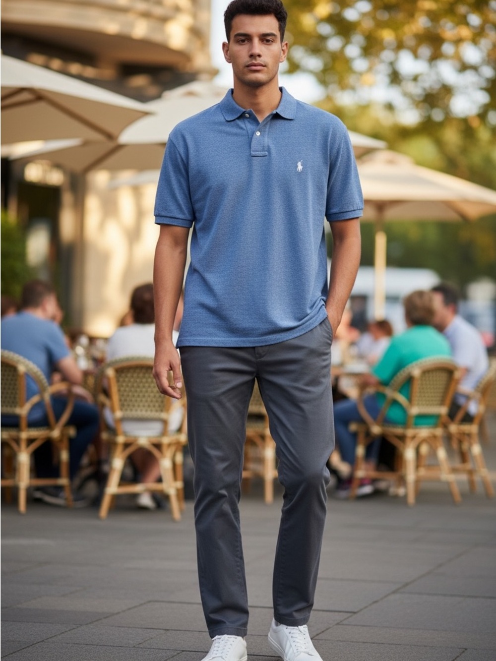 Ralph Lauren Heathered Light Blue Short-Sleeve Polo